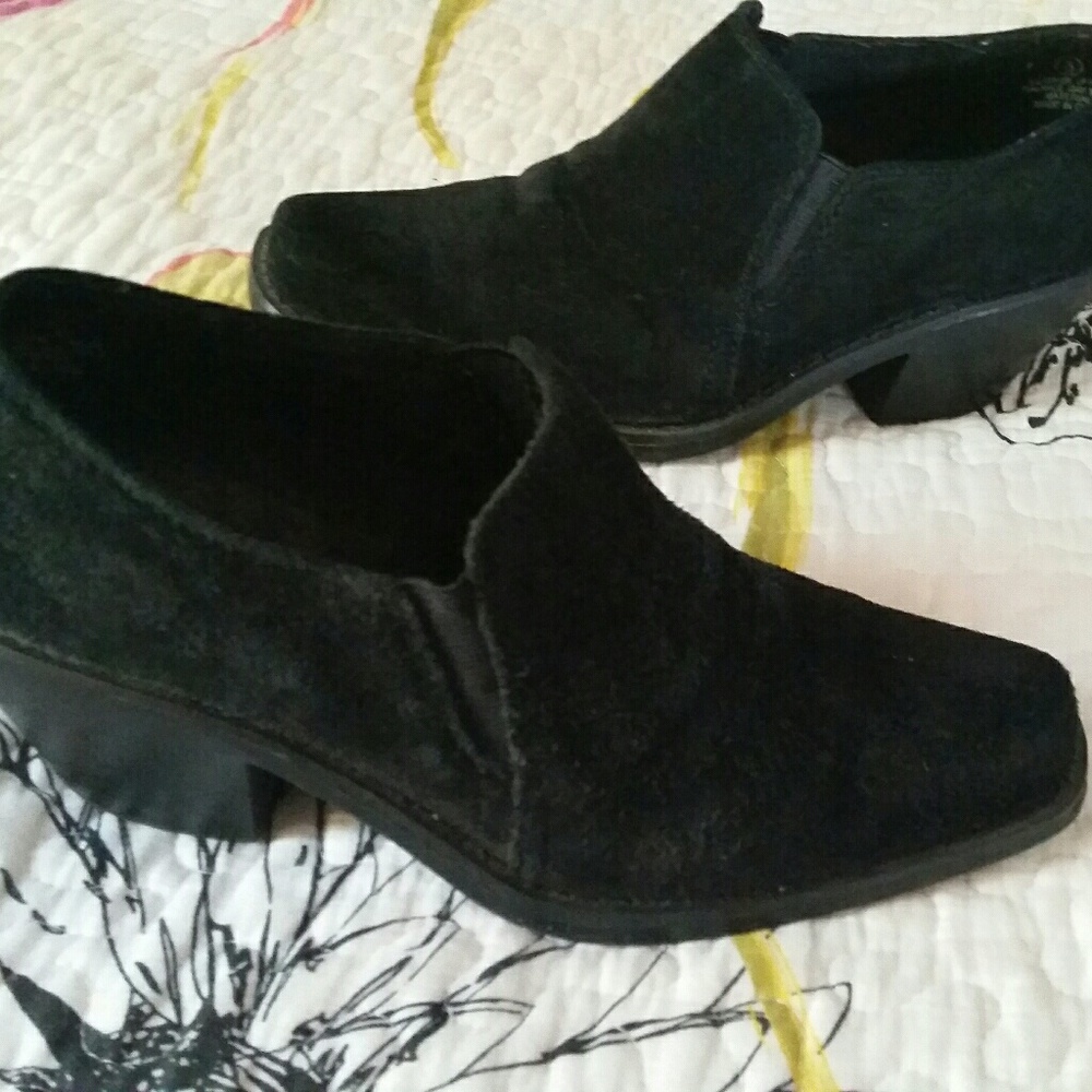Black Suede Square Toe Western Bootie
